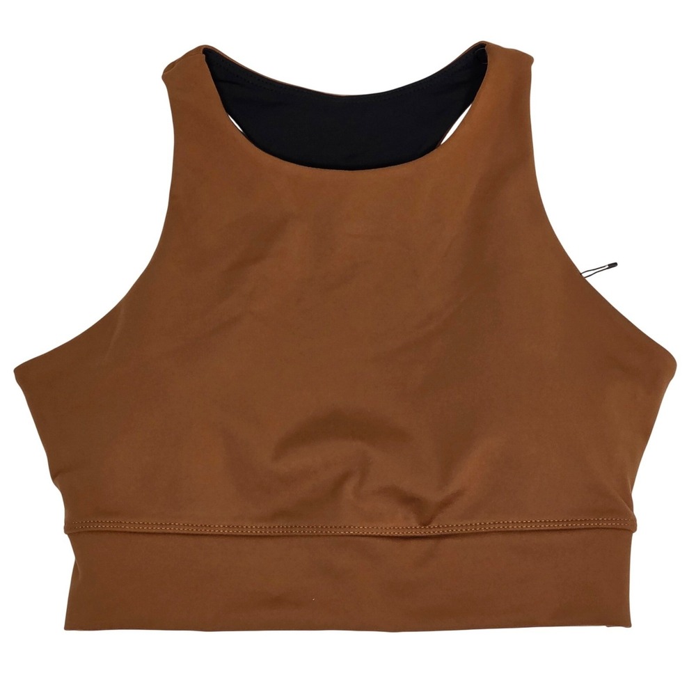 Varley Womens Sports Bra XS Brown High Neck Racerback Activewear Top NWOT